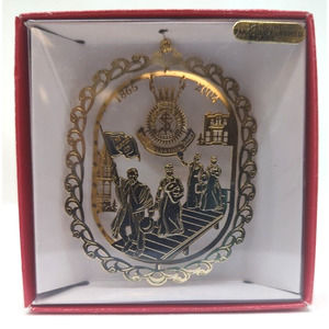 2004 Salvation Army 24K Gold Flashed Brass Christmas Ornament 3-D Dangler Cutout